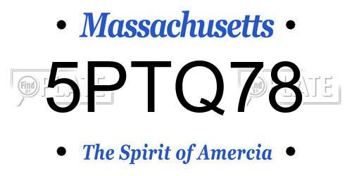 5PTQ78 Massachusetts License Plate