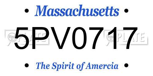 5PV0717 Massachusetts License Plate