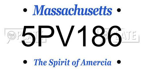 5PV186 Massachusetts License Plate