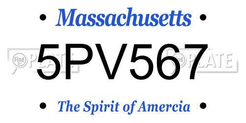 5PV567 Massachusetts License Plate
