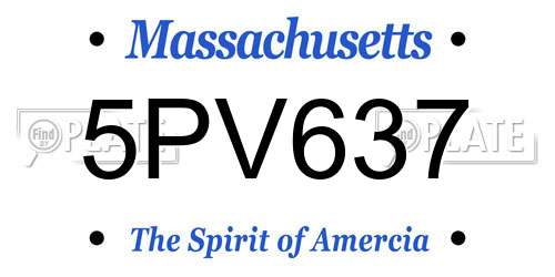 5PV637 Massachusetts License Plate