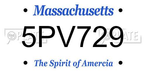 5PV729 Massachusetts License Plate