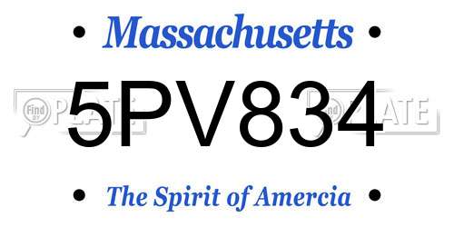 5PV834 Massachusetts License Plate