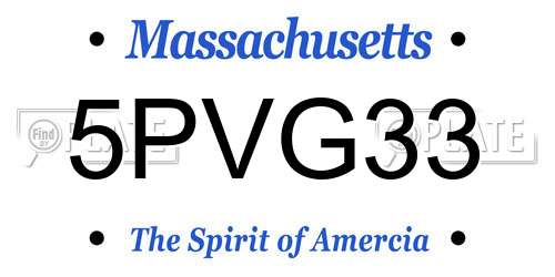 5PVG33 Massachusetts License Plate