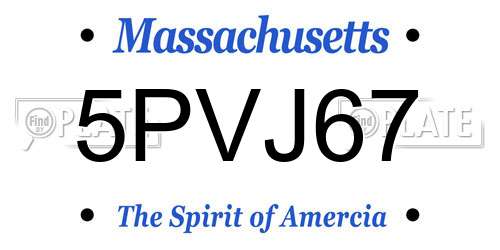 5PVJ67 Massachusetts License Plate