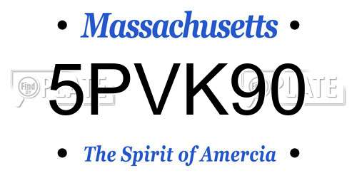 5PVK90 Massachusetts License Plate