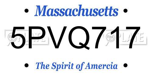 5PVQ717 Massachusetts License Plate