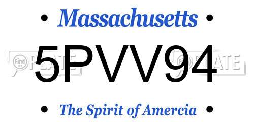 5PVV94 Massachusetts License Plate