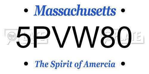 5PVW80 Massachusetts License Plate