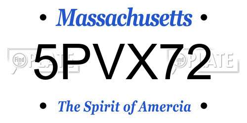 5PVX72 Massachusetts License Plate