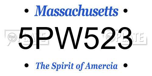5PW523 Massachusetts License Plate