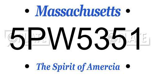 5PW5351 Massachusetts License Plate