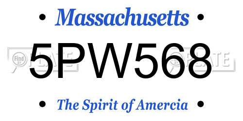 5PW568 Massachusetts License Plate