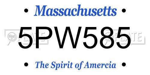 5PW585 Massachusetts License Plate