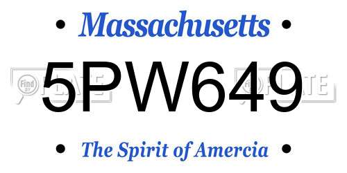 5PW649 Massachusetts License Plate
