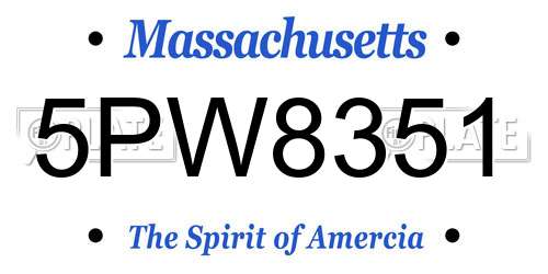 5PW8351 Massachusetts License Plate