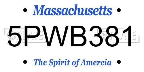 5PWB381 Massachusetts License Plate