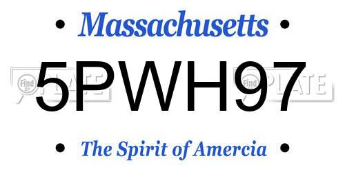 5PWH97 Massachusetts License Plate