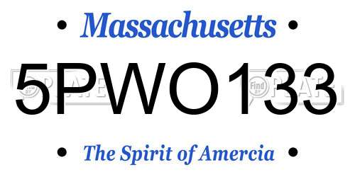 5PWO133 Massachusetts License Plate