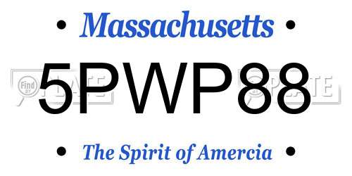 5PWP88 Massachusetts License Plate