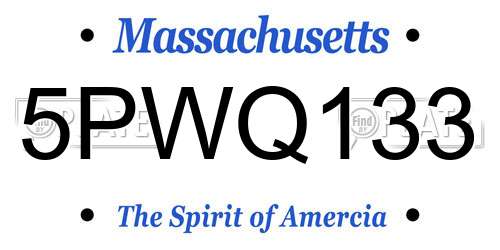 5PWQ133 Massachusetts License Plate