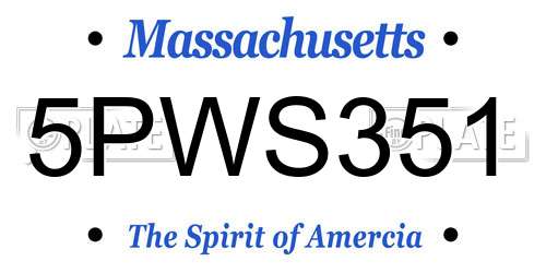 5PWS351 Massachusetts License Plate