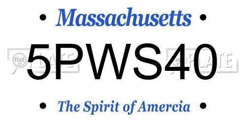5PWS40 Massachusetts License Plate