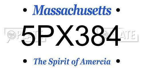 5PX384 Massachusetts License Plate