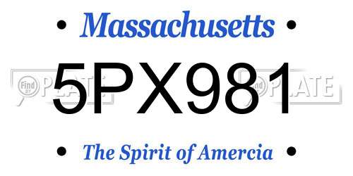 5PX981 Massachusetts License Plate