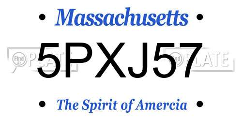 5PXJ57 Massachusetts License Plate