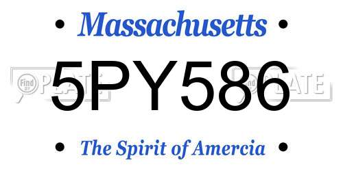 5PY586 Massachusetts License Plate