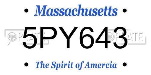5PY643 Massachusetts License Plate