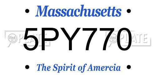5PY770 Massachusetts License Plate