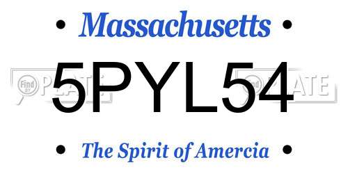 5PYL54 Massachusetts License Plate