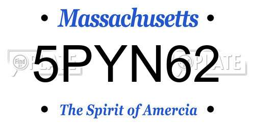 5PYN62 Massachusetts License Plate