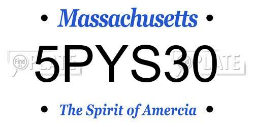 5PYS30 Massachusetts License Plate