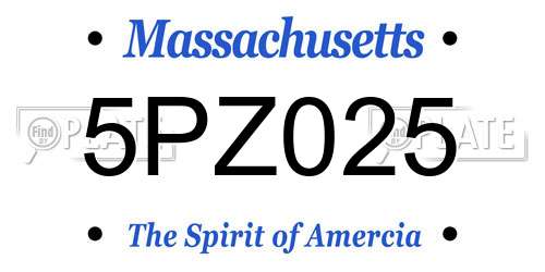 5PZ025 Massachusetts License Plate