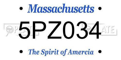 5PZ034 Massachusetts License Plate