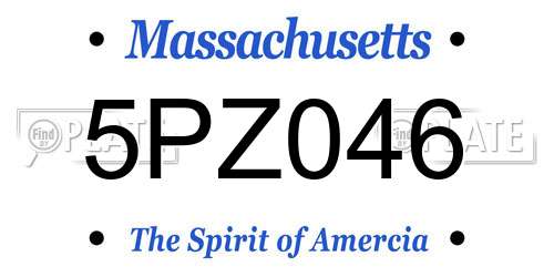 5PZ046 Massachusetts License Plate