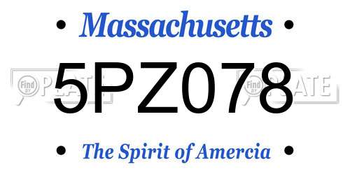 5PZ078 Massachusetts License Plate