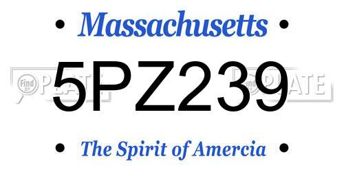 5PZ239 Massachusetts License Plate