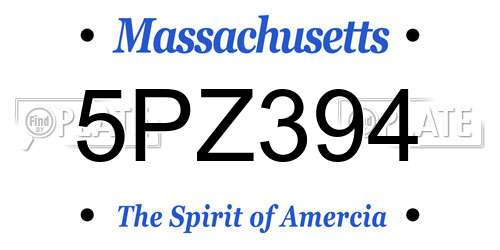 5PZ394 Massachusetts License Plate
