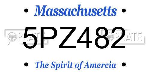 5PZ482 Massachusetts License Plate