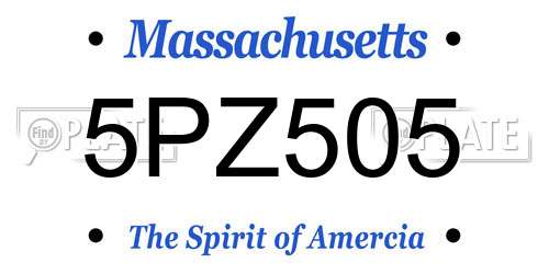 5PZ505 Massachusetts License Plate