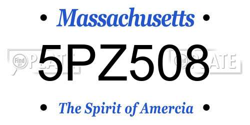 5PZ508 Massachusetts License Plate