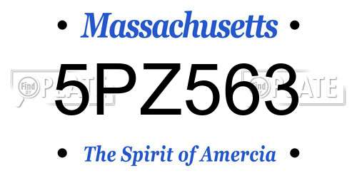 5PZ563 Massachusetts License Plate