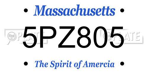 5PZ805 Massachusetts License Plate
