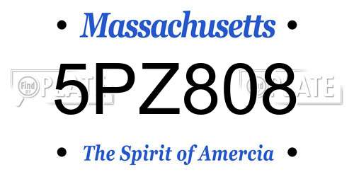 5PZ808 Massachusetts License Plate