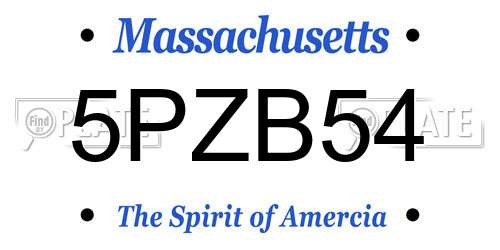 5PZB54 Massachusetts License Plate