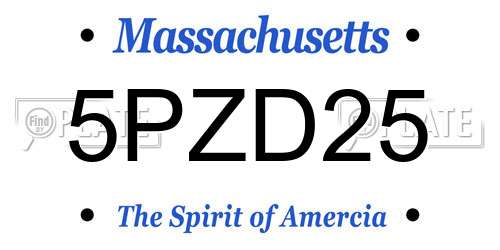 5PZD25 Massachusetts License Plate